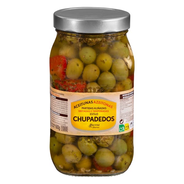 Aceitunas chupadedos Huerta de Barros partidas aliñadas con hueso mercadona