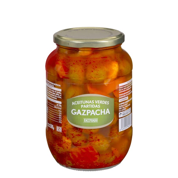 Aceitunas gazpacha Hacendado con hueso mercadona