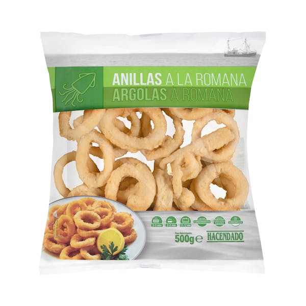 Anillas de pota a la romana Hacendado ultracongeladas mercadona