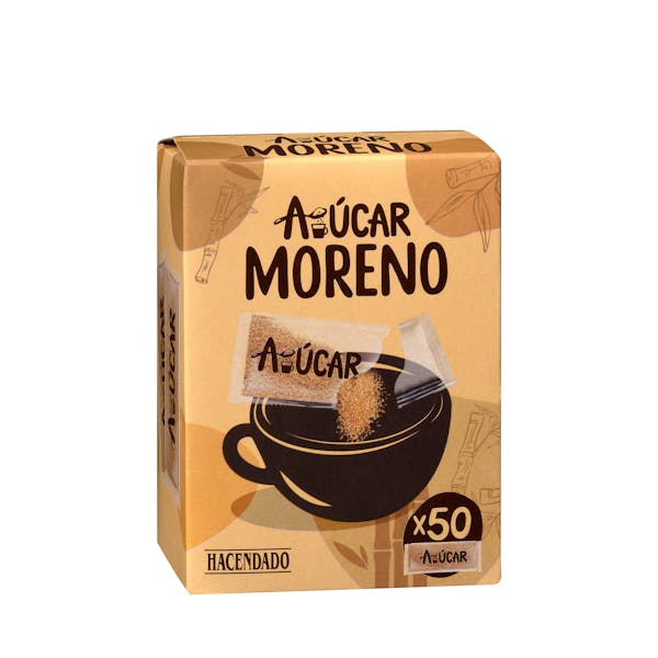 Azúcar moreno de caña en sobres Hacendado mercadona