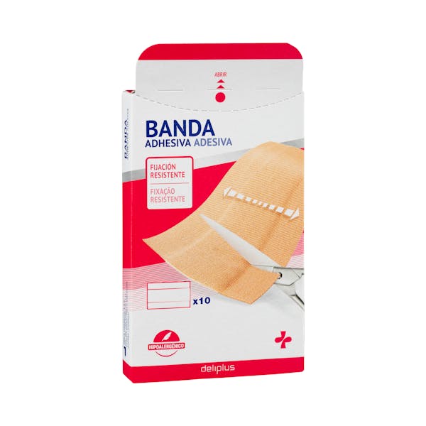 Bandas adhesivas fijación fuerte color beige Deliplus para cortar mercadona
