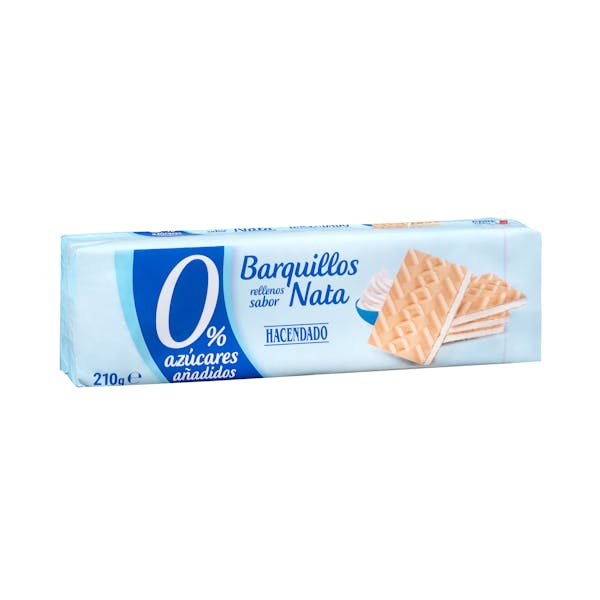 Barquillos rellenos de nata Hacendado 0% azúcares añadidos mercadona