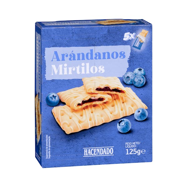 Barritas de galleta rellenas de arándanos Hacendado mercadona