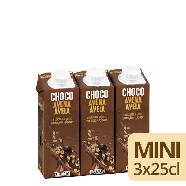 Bebida de avena con chocolate sin azúcares añadidos Hacendado mercadona