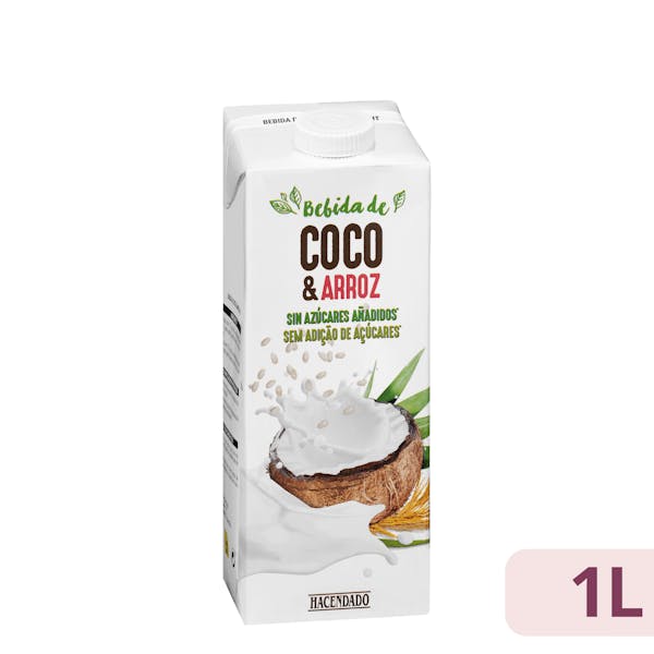 Bebida de coco y arroz sin azúcares añadidos Hacendado mercadona