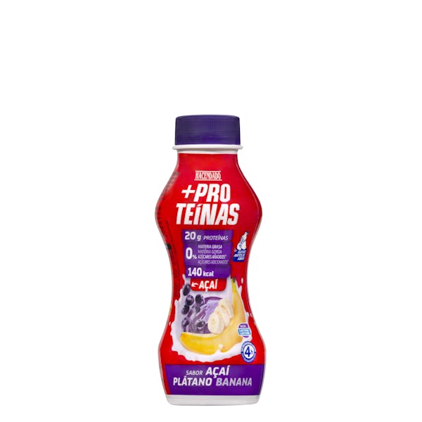 Bebida láctea desnatada +Proteínas sabor açaí plátano Hacendado 0% m.g 20 g proteínas mercadona