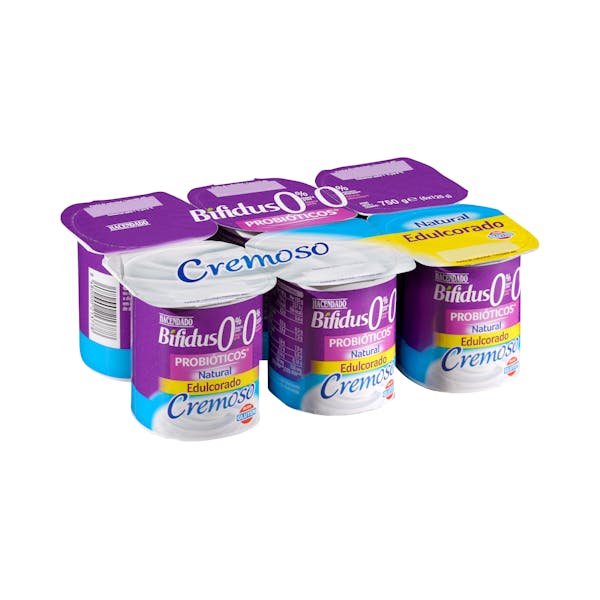 Bífidus cremoso desnatado natural edulcorado Hacendado 0% m.g 0% sin azúcares añadidos mercadona