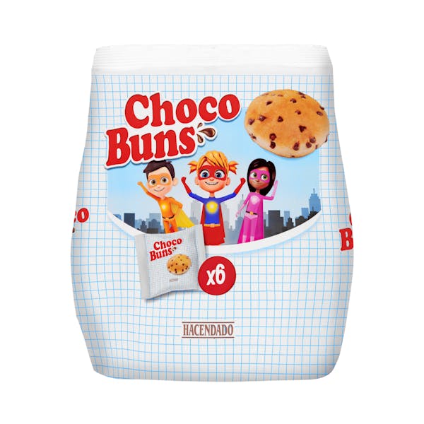 Bollo con pepitas de chocolate Hacendado Choco Buns mercadona