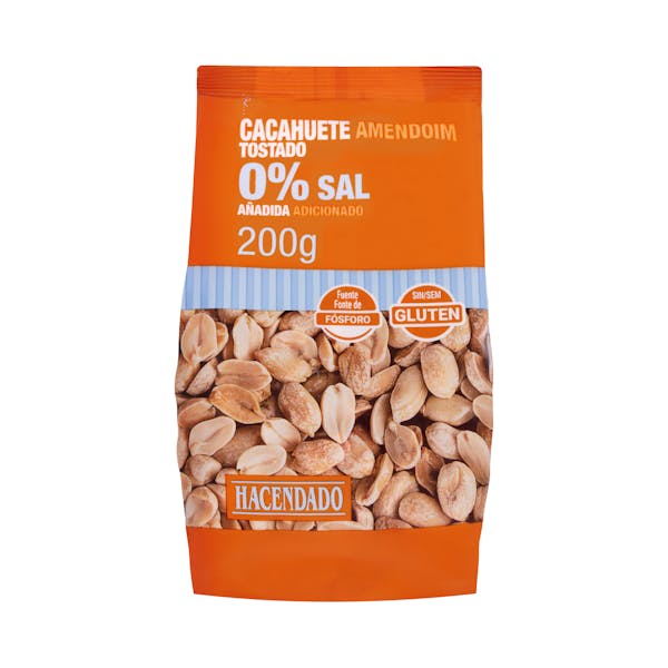 Cacahuete tostado Hacendado pelado 0% sal añadida mercadona