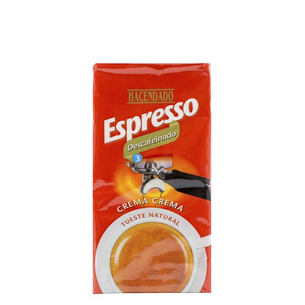 Café molido descafeinado Hacendado Espresso mercadona