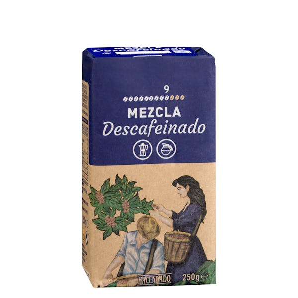 Café molido descafeinado mezcla Hacendado mercadona
