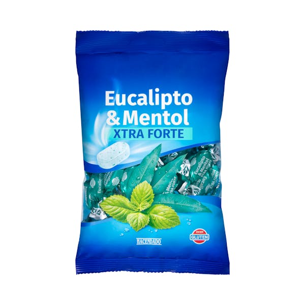 Caramelos sabor eucalipto y mentol Hacendado extra forte mercadona
