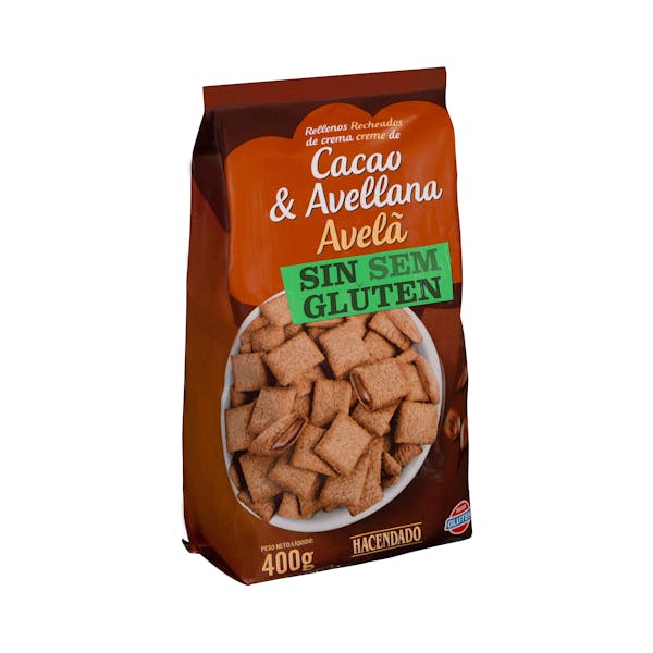 Cereales rellenos de crema de cacao y avellana Hacendado sin gluten mercadona