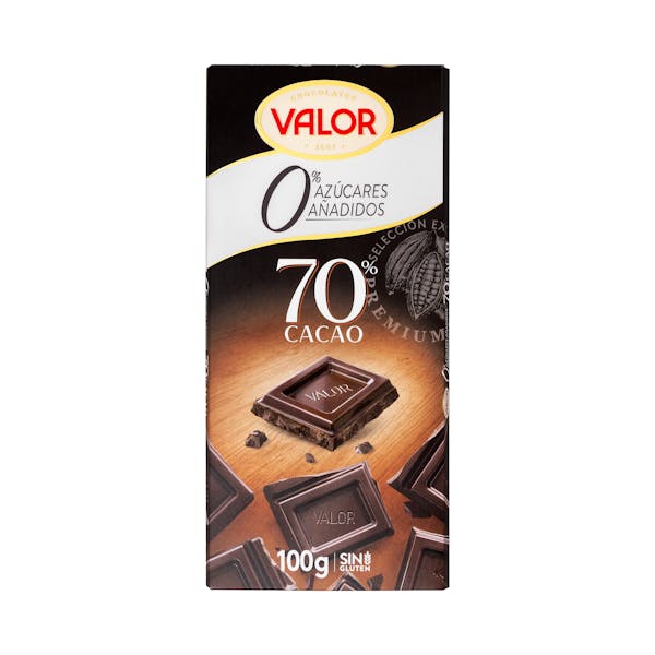 Chocolate 70% negro Valor 0% azúcares añadidos mercadona