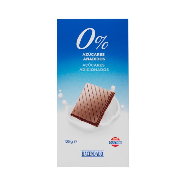Chocolate extrafino con leche Hacendado 0% azúcares añadidos mercadona