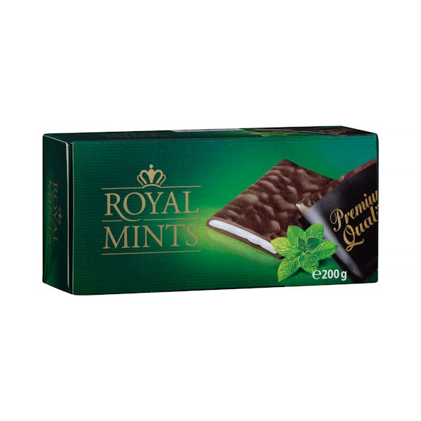 Chocolatinas de chocolate negro Royal Mints 49% rellenas de crema sabor a menta mercadona