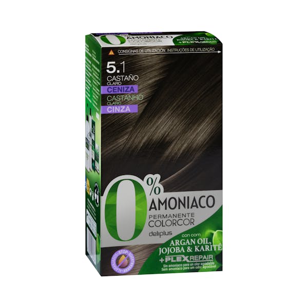 Coloración permanente 5.1 castaño claro ceniza Deliplus 0% amoníaco mercadona