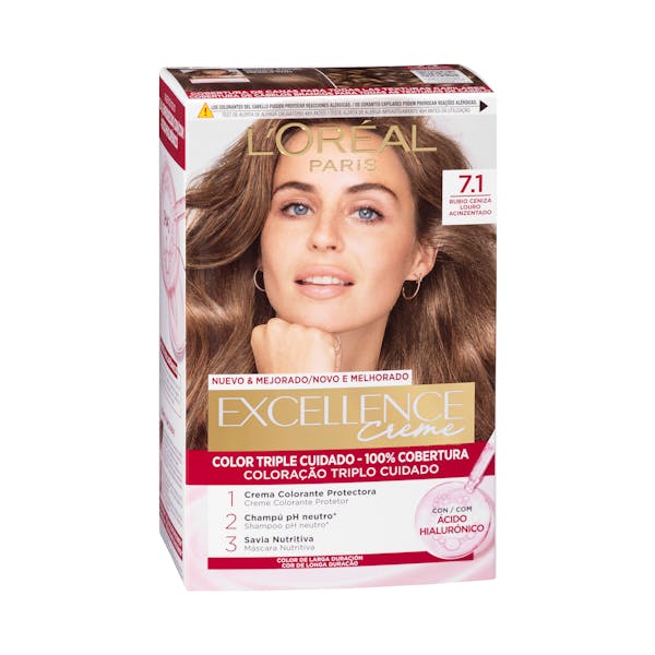 Coloración permanente L'Oréal 7.1 rubio ceniza mercadona