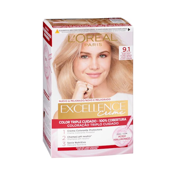 Coloración permanente L'Oréal 9.1 rubio claro claro ceniza mercadona