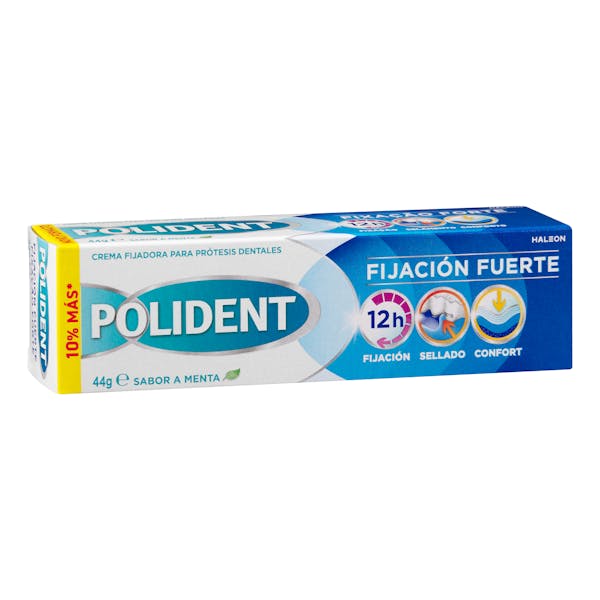Crema fijadora prótesis dentales Polident fijación fuerte mercadona