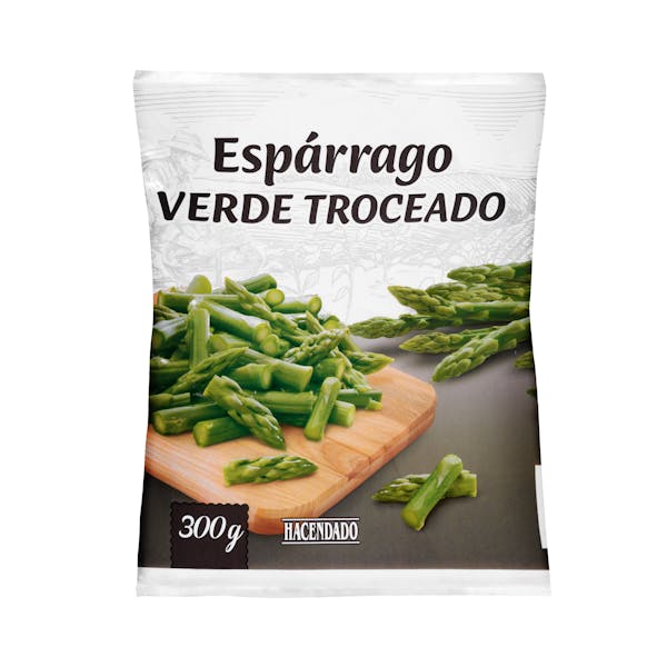 Espárrago verde troceado Hacendado ultracongelado mercadona