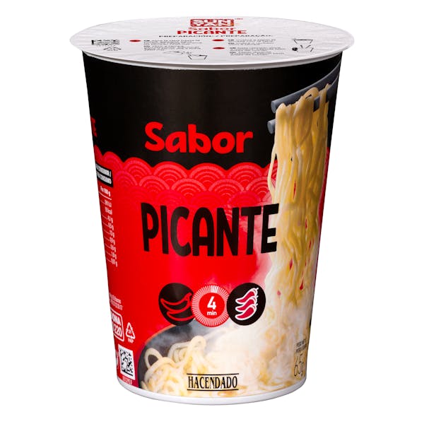 Fideos orientales sabor picante Hacendado mercadona