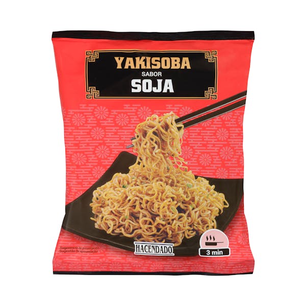 Fideos orientales Yakisoba sabor soja Hacendado mercadona