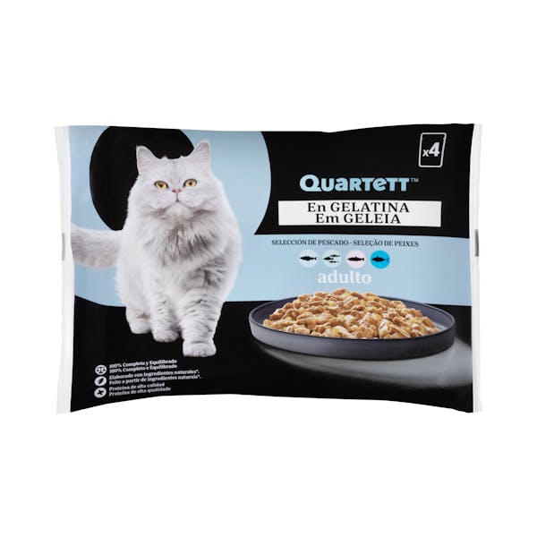 Gelatina gato adulto selección de pescado Quartett mercadona