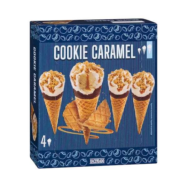 Helado cucurucho Cookie caramel Hacendado mercadona