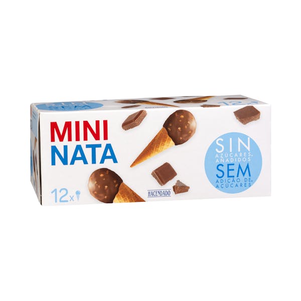 Helado mini cucurucho nata Hacendado sin azúcares añadidos mercadona