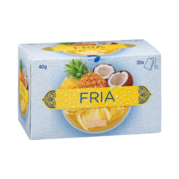 Infusión fría Hacendado con sabor a piña y coco mercadona
