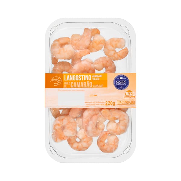 Langostino cocido y pelado Hacendado ultracongelado mercadona