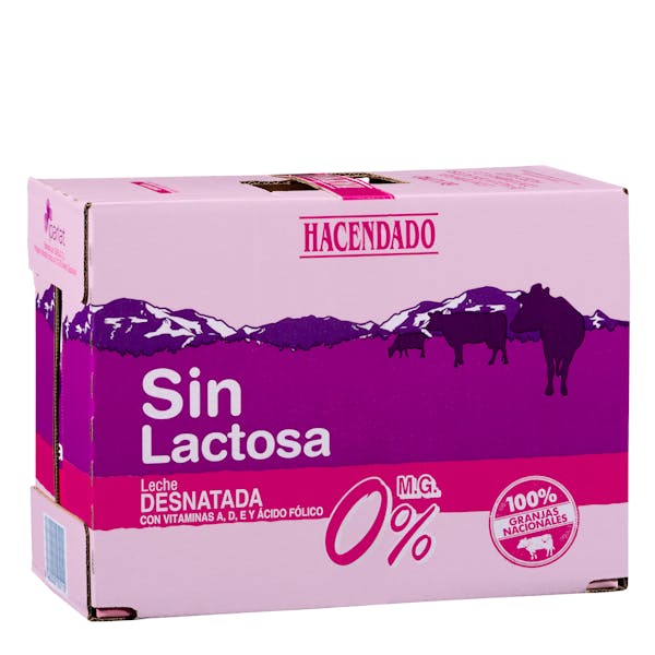 Leche desnatada sin lactosa Hacendado mercadona