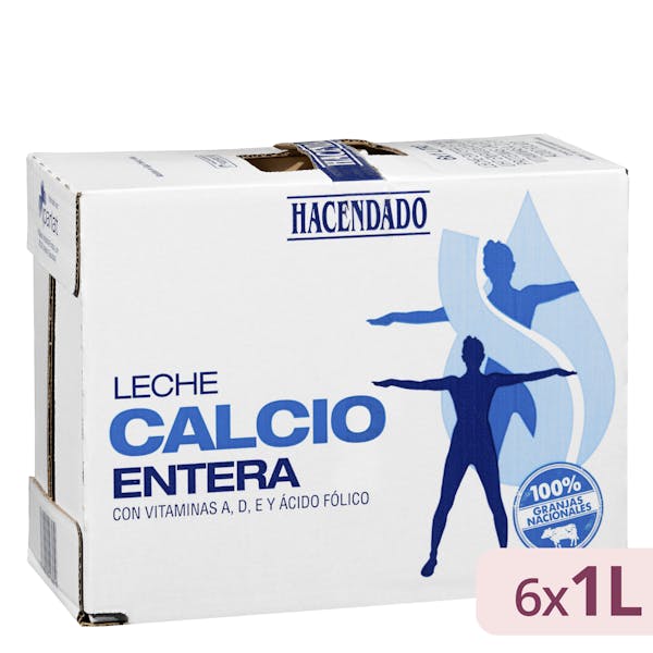 Leche entera calcio Hacendado mercadona