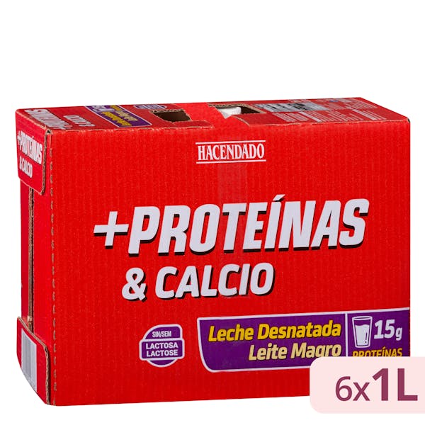 Leche +Proteínas desnatada Hacendado mercadona