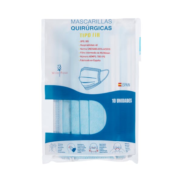 Mascarillas quirúrgicas MilaRosa de un solo uso mercadona
