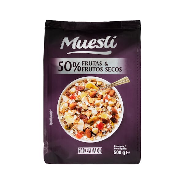 Muesli Hacendado 50% frutas y frutos secos mercadona