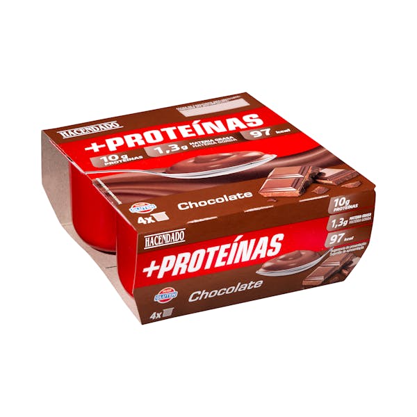 Natillas con chocolate +Proteínas Hacendado 1,3 g m.g 10 g proteínas mercadona