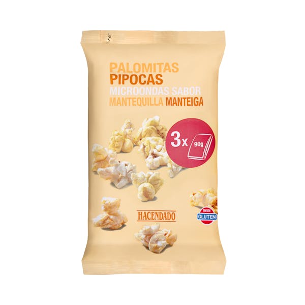 Palomitas de maíz sabor mantequilla Hacendado para microondas mercadona