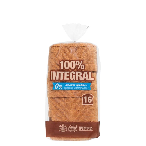 Pan de molde 100% integral Hacendado mercadona