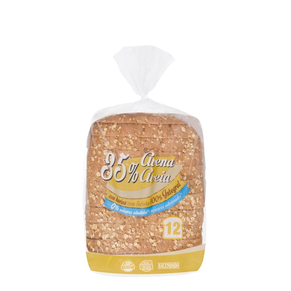 Pan de molde con 35% avena Hacendado 0% azúcares añadidos con harina 100% integral mercadona