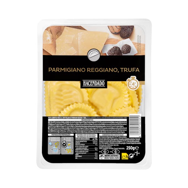 Pasta fresca medialunas parmigiano reggiano y trufa Hacendado mercadona