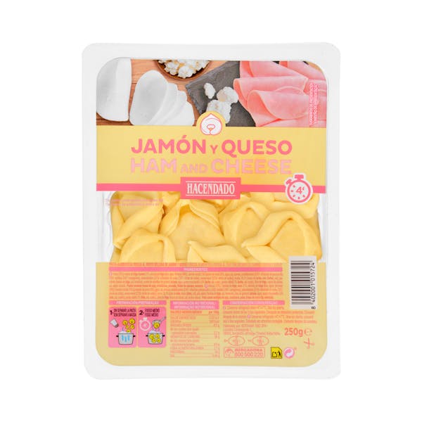 Pasta fresca tortellini jamón y queso Hacendado mercadona