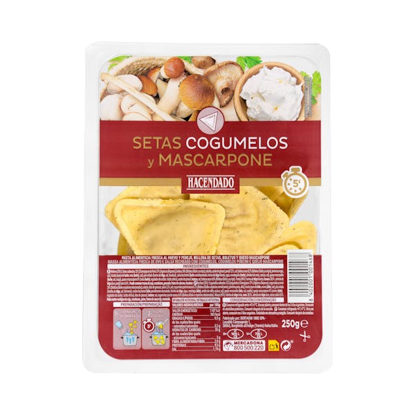 Pasta fresca triángulo setas y mascarpone Hacendado mercadona