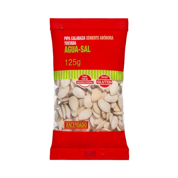 Pipas calabaza tostadas Hacendado aguasal mercadona