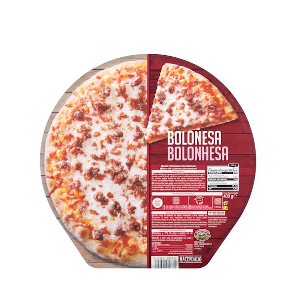Pizza boloñesa Hacendado ultracongelada mercadona