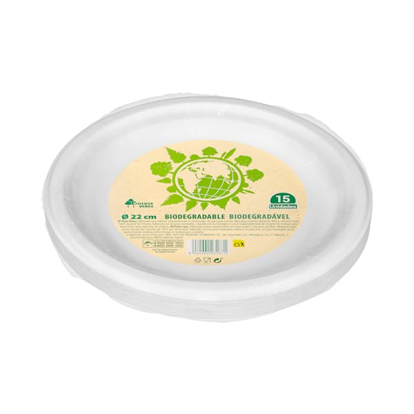 Plato llano biodegradable Bosque Verde mercadona