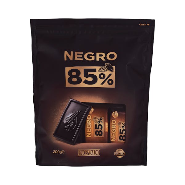 Porciones de Chocolate negro 85% cacao extrafino Hacendado mercadona