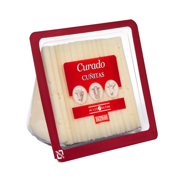 Queso curado mezcla Hacendado cortado en cuñitas mercadona