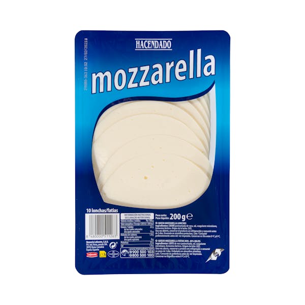Queso lonchas mozzarella de vaca Hacendado mercadona